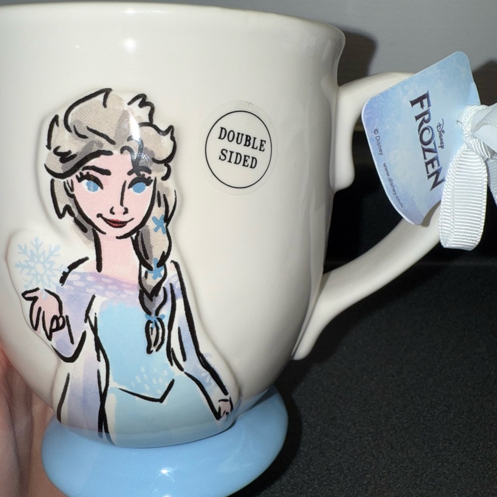 Rae Dunn Frozen Mug with Elsa Design - Cream and Blue